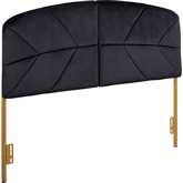 Lindsey Queen Headboard in Tufted Black Velvet & Gold Steel